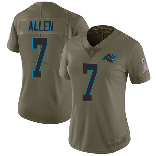 Carolina Panthers Limited Olive Women Kyle Allen Jersey NFL Football #7 2017 Salute to Service